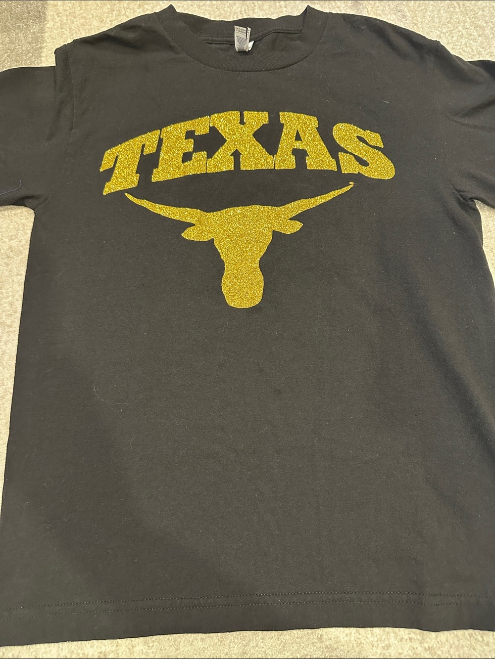 Black T-shirt with Gold TEXAS Longhorn Graphic